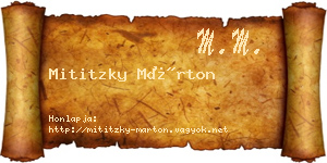 Mititzky Márton névjegykártya